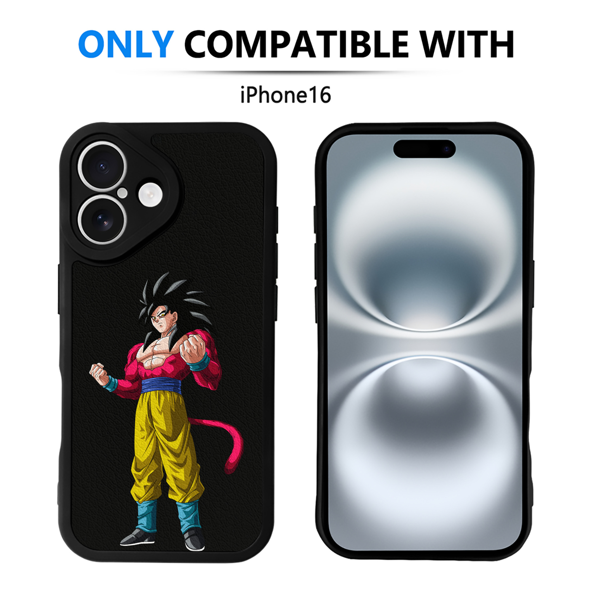 （画像用） ドラゴンボール 孫悟空（そん ごくう）Son Goku カカロット DRAGON BALL Kakarotto 【iPhone 16シリーズ対応】シリコンスマホケース（レザー調） 材質：シリコン